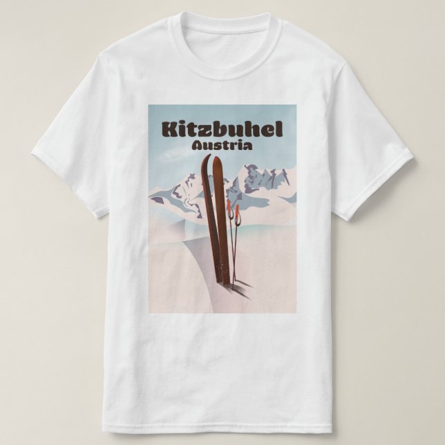 kitzbuhel österrikisk skidposter t shirt (Design framsida)