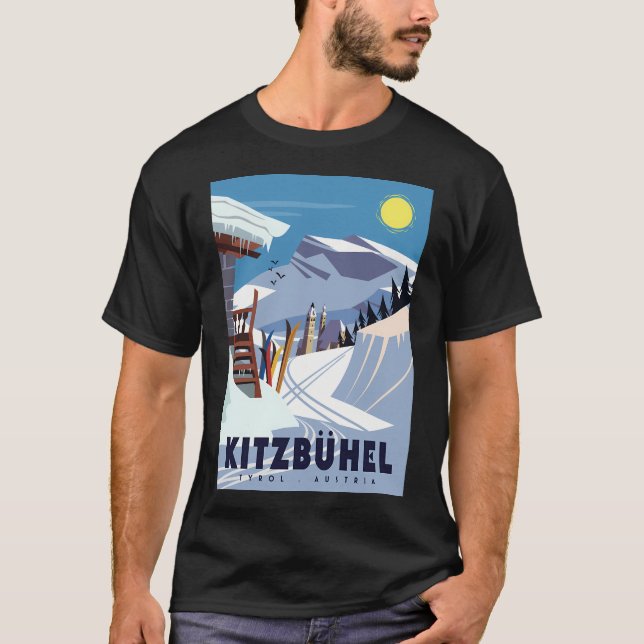 Kitzbuhel Ski Poster T Shirt (Framsida)
