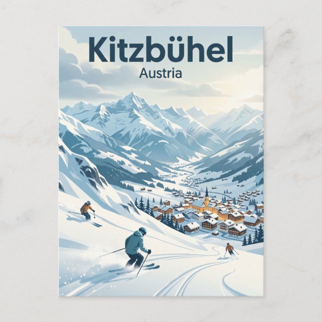 Kitzbühel skidområde Österrike Vykort (Framsida)