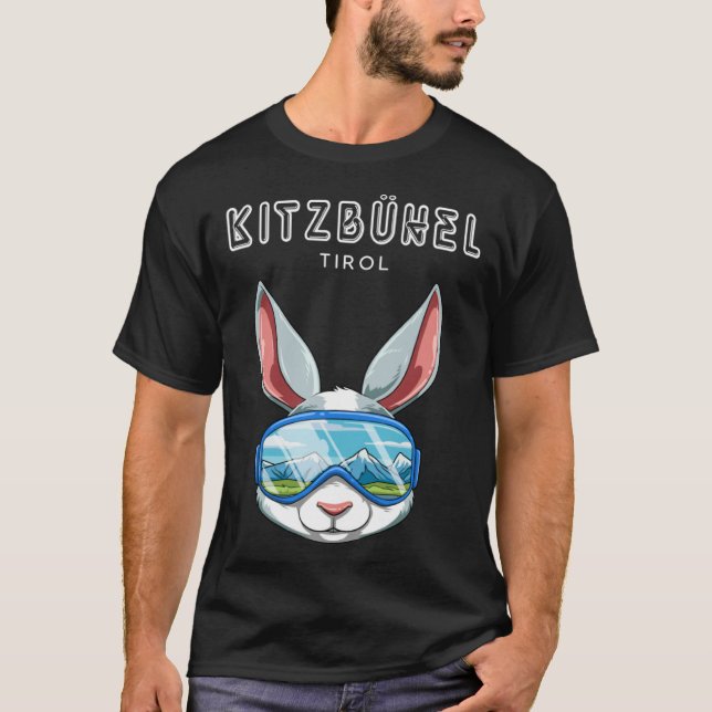 Kitzbühel Tirol Austria Retro Ski Rabbit T Shirt (Framsida)