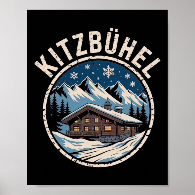 Kitzbühel Vinter Skidäventyr Alpescap Poster (Framsidan)