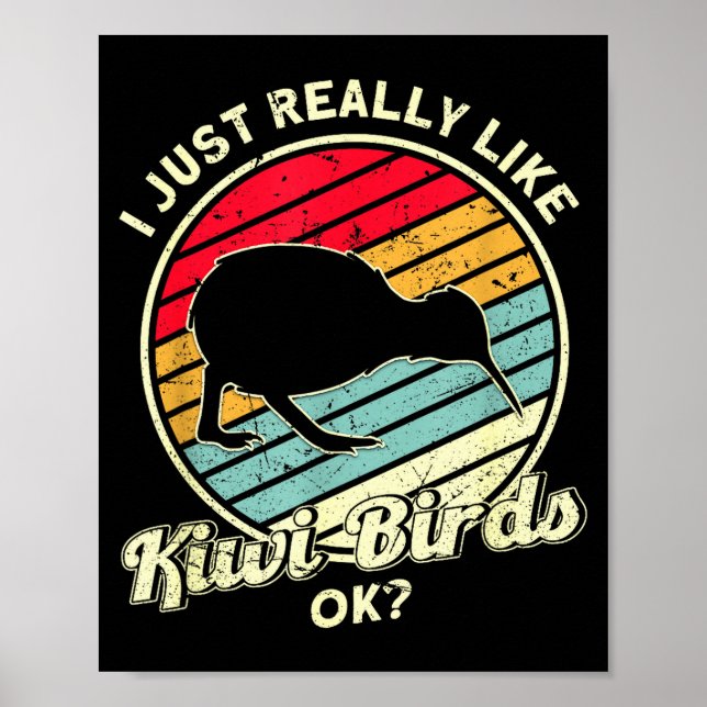 Kiwi &amp; New Zealand Uni-adults Black Cotton, Ly Poster (Framsidan)