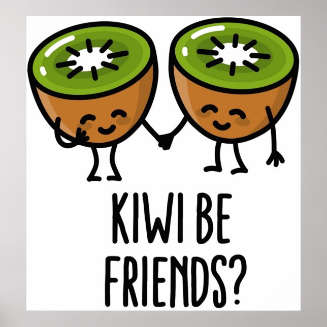 Kiwi är vänner BFF Kawaii söta par kärlek frukt Poster (Framsidan)