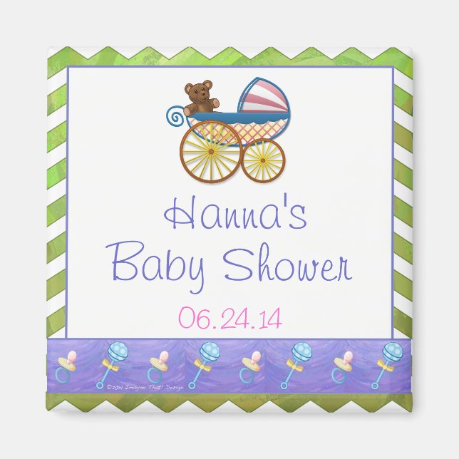 Kiwi Bash Grönt Chevron Baby Saker Magnet (Framsidan)