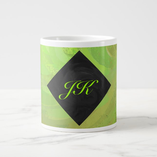 Kiwi Bash Grönt och Black Monogram Jumbo Mugg (Framsidan)
