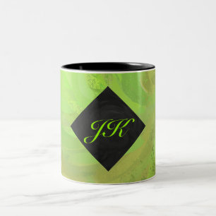 Kiwi Bash Grönt och Black Monogram Två-Tonad Mugg