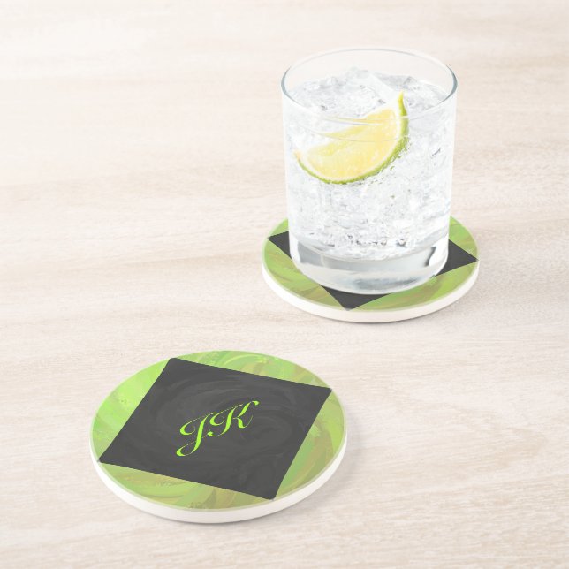 Kiwi Bash Grönt och Black Monogram Underlägg (Sidan)