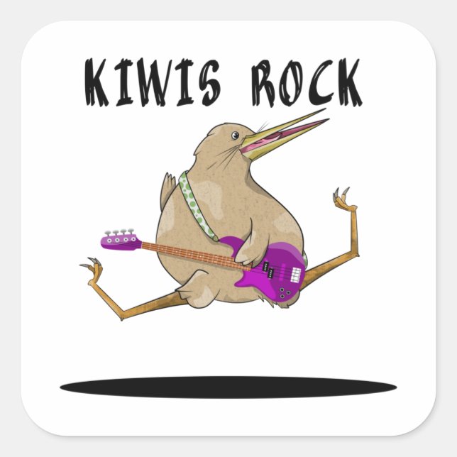 Kiwi Bass Guitar Fyrkantigt Klistermärke (Framsida)
