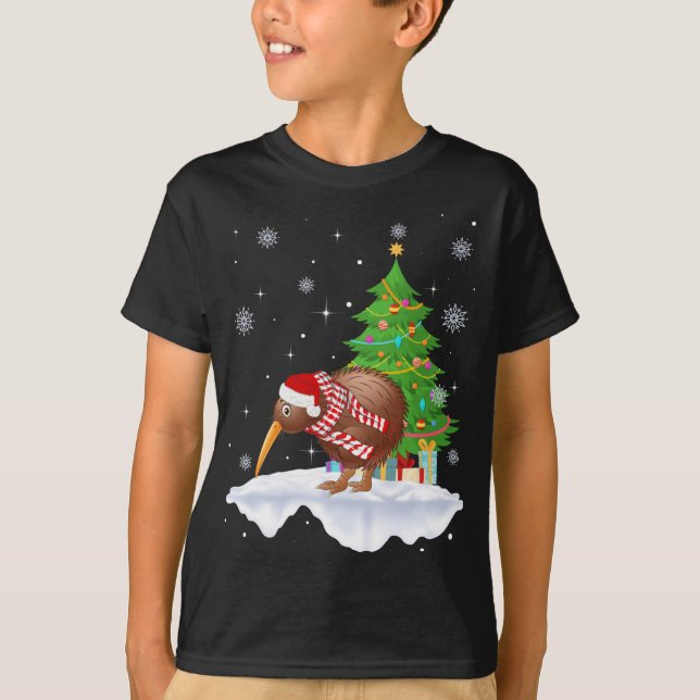 Kiwi Bird Älskare Gift Santa Hat Kiwi jul T Shirt (Framsida)