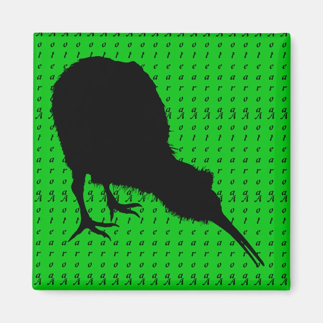 Kiwi Bird & Aotearoa (skriftlig) Nya Zeeland Magnet (Framsidan)
