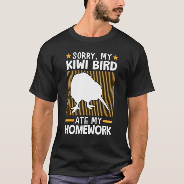 Kiwi Bird Ate My Homwork Flightless Kiwi Bird T Shirt (Framsida)