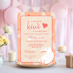 Kiwi Bird Bare Grund Peach Baby Shower Inbjudningar
