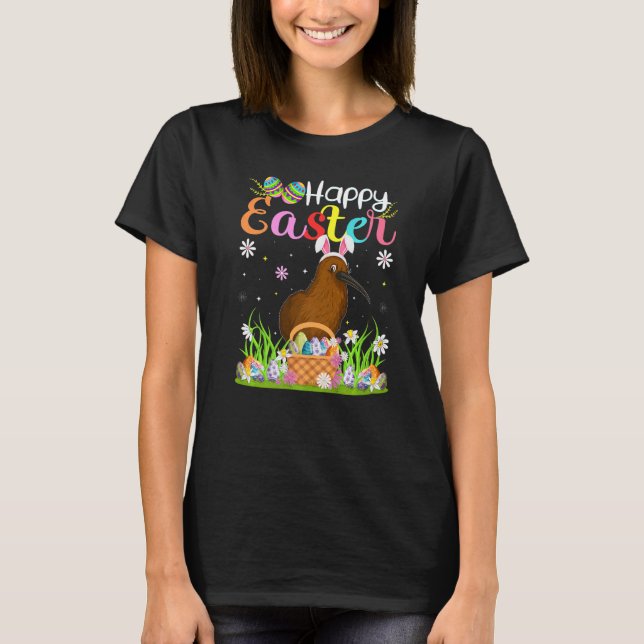 Kiwi Bird Bunny Egg Hunting Funny Kiwi Bird Lyckli T Shirt (Framsida)