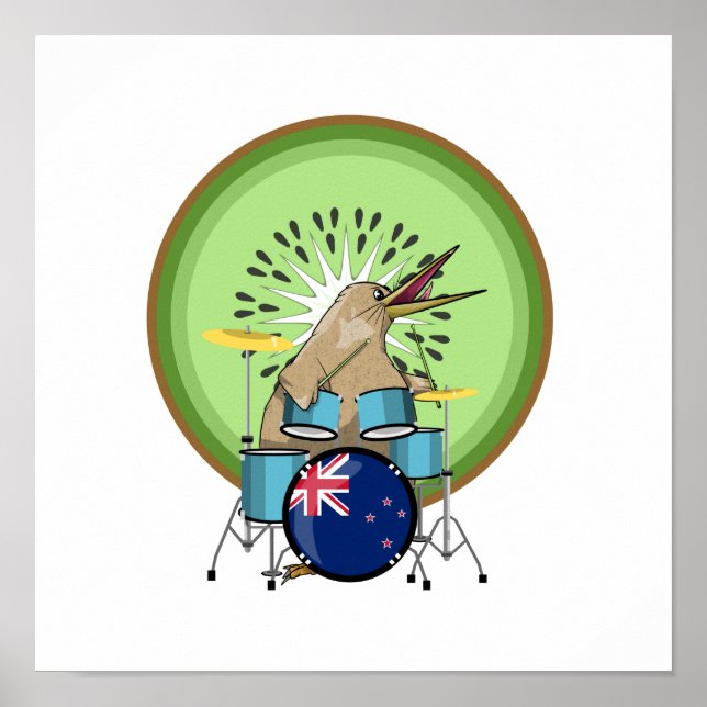 Kiwi Bird Drummer Poster (Framsidan)