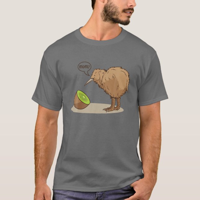 Kiwi Bird Fruit New Zealand Mamma Roligt T Shirt (Framsida)