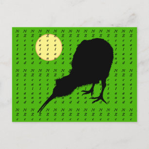 Kiwi Bird, Måne och Nya Zeeland text /Bro Travel Vykort
