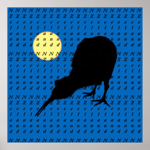 Kiwi Bird, Måne och nyzeeländska texter /Bro Pos Poster