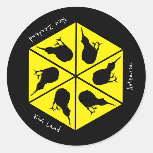 Kiwi Bird & New Zealand/ Aotearoa Islands (pizza) Runt Klistermärke