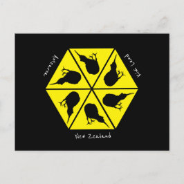 Kiwi Bird & New Zealand/ Aotearoa Islands (pizza) Vykort