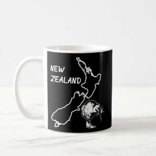 Kiwi Bird New Zealand National Animal Land Karta Kaffemugg