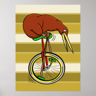 Kiwi Bird på en Tecknad som fungerar med Unicle Fu Poster