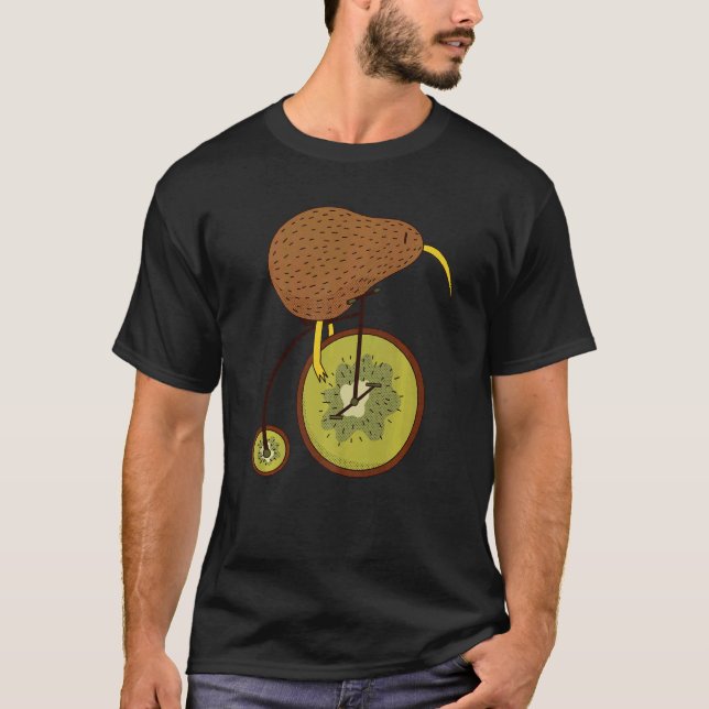 Kiwi bird riding a kiwi bike  animal & fruits bicy t shirt (Framsida)