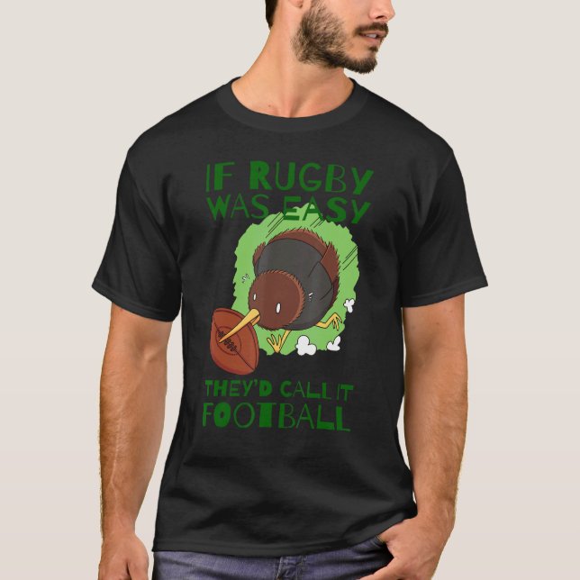 Kiwi Bird Rugby Player Animal T Shirt (Framsida)