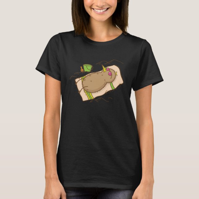 Kiwi Bird taking Vacation Fruit Animal T Shirt (Framsida)