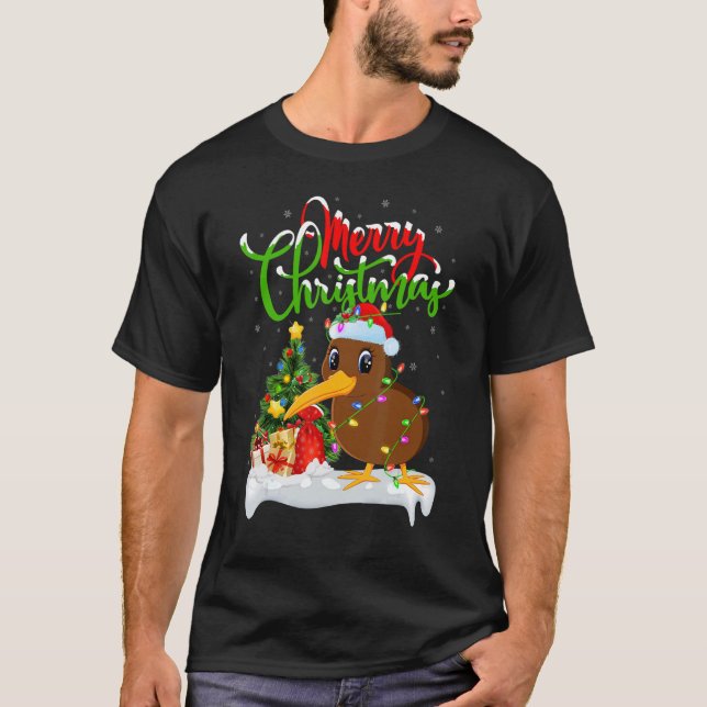 Kiwi Bird   Xmas Decorations Santa Kiwi Bird Chris T Shirt (Framsida)