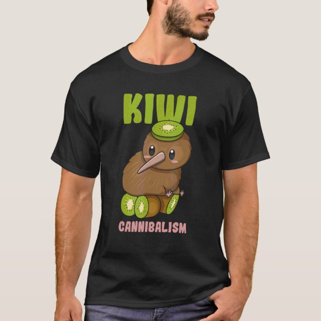 Kiwi Cannibalism Pun for a Kiwi Birder T Shirt (Framsida)