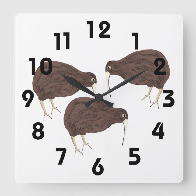Kiwi Clock Fyrkantig Klocka (Framsida)
