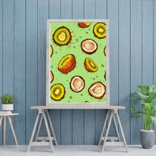 Kiwi & Coconut Duo   Tropisk frukt i akvarell  Poster