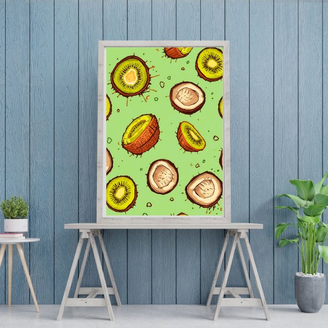 Kiwi & Coconut Duo | Tropisk frukt i akvarell  Poster (Skapare uppladdad)