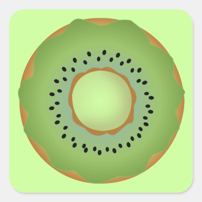 kiwi donut fyrkantigt klistermärke (Framsida)