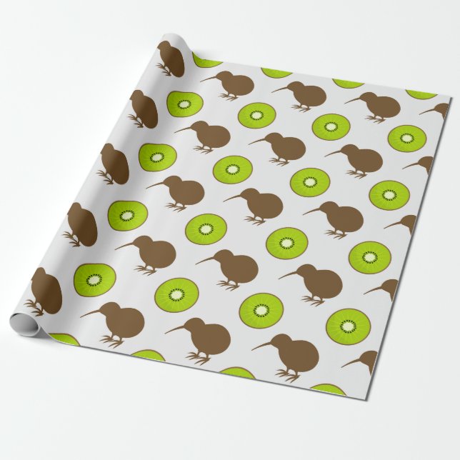 Kiwi-fågel och frukt Papper Presentpapper (Utrullad)