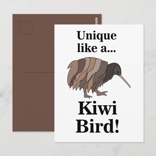 Kiwi fågel vykort (Fram/baksida)