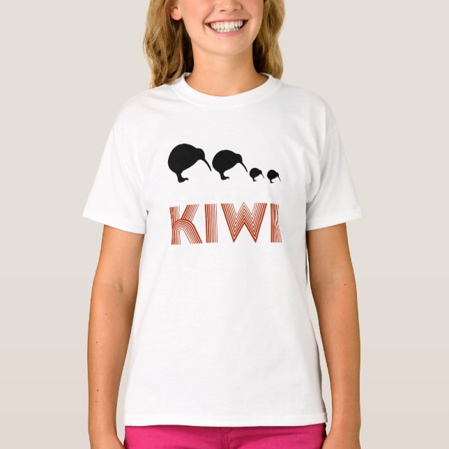 Kiwi Family Retro Graphic Kids Shirt Ringer Tee Shirt (Framsida)