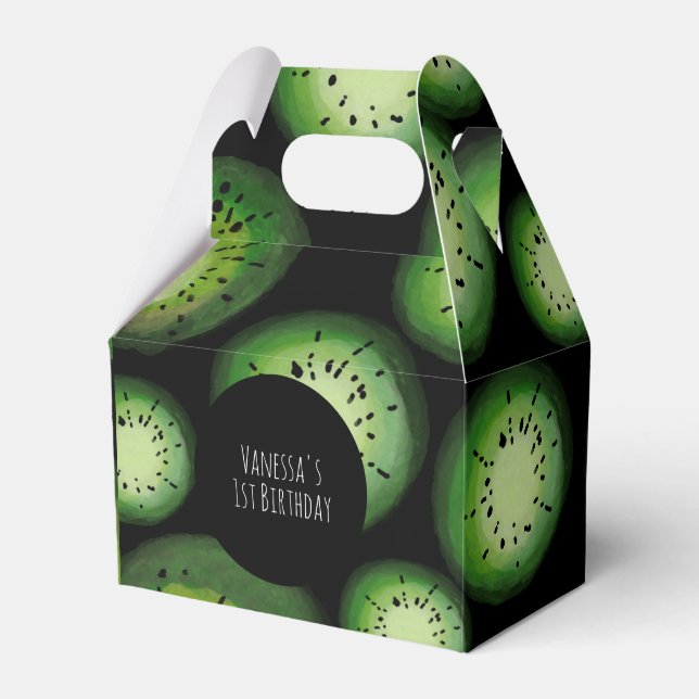 Kiwi Fruit Birthday Watercolor Black Presentaskar (Framsidan Sidan)
