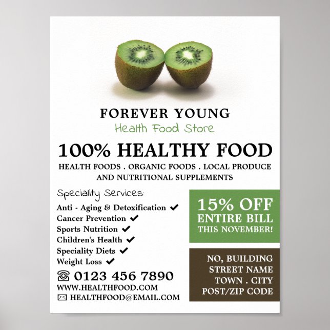 Kiwi Fruit, Health Food Store Reklam Poster (Framsidan)