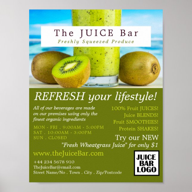 Kiwi Fruit, Juice Pub Reklam Poster (Framsidan)