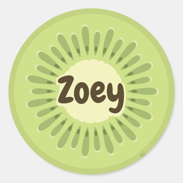 Kiwi Fruit Namn-etikett Runt Klistermärke (Framsida)