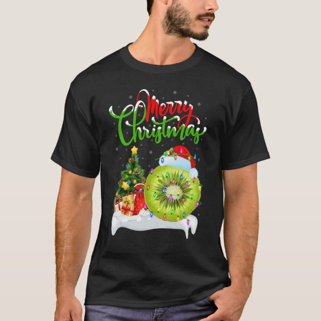 Kiwi Fruit   Xmas Decorations Santa Kiwi Fruit Chr T Shirt (Framsida)