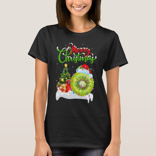 Kiwi Fruit   Xmas Decorations Santa Kiwi Fruit Chr T Shirt (Framsida)