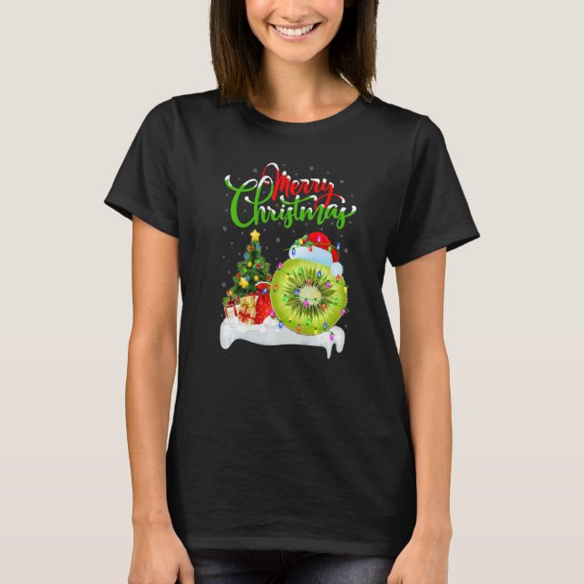 Kiwi Fruit  Xmas Decorations Santa Kiwi Fruit Chri T Shirt (Framsida)
