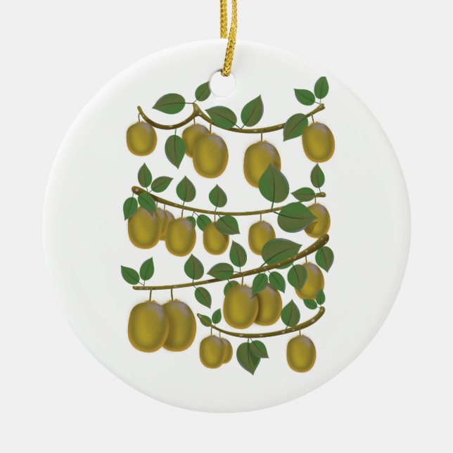 Kiwi Frukt Julgransprydnad Keramik (Framsidan)