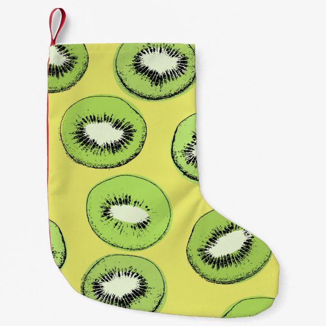 Kiwi-frukt, sömlös mönster, bakgrund med kiwi s liten julstrumpa (Framsidan)