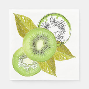 Kiwi, fruktig, grönt och vit, färsk, saftig, vit pappersservett