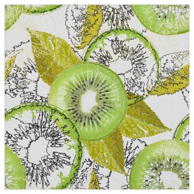 Kiwi, fruktig, grönt och vit, färsk, saftig, vit tyg (Provkarta)