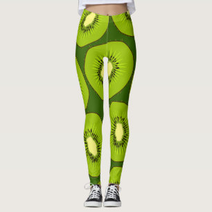 Kiwi-fruktskivor: mörk grönt. leggings