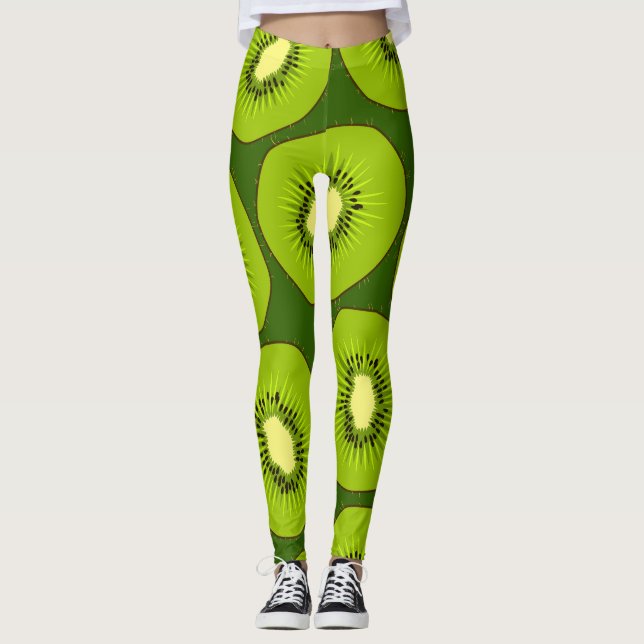 Kiwi-fruktskivor: mörk grönt. leggings (Framsida)